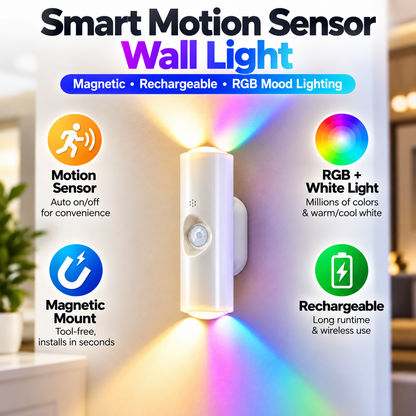 ✨ Magnetic Smart Motion Sensor with RGB Lighting – Customizable Ambience 🌈💡