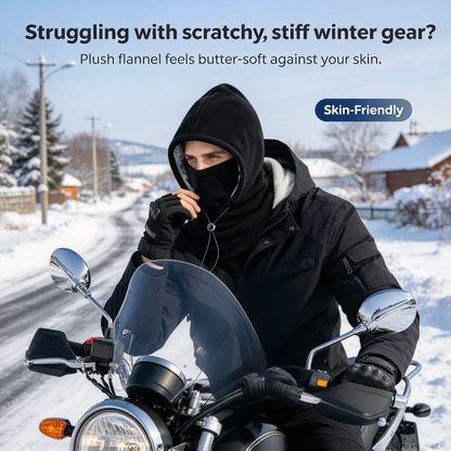 2-piece integrated flannel warm face mask and hat, windproof and warm for outdoor cycling, autumn and winter style, warm hat with neck visor.